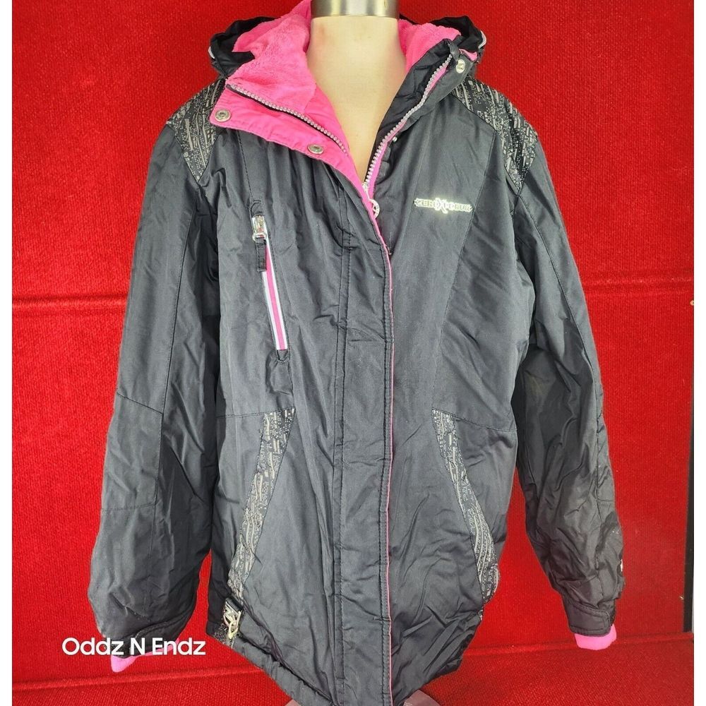 ZeroXposur Girls XL Black & Pink Hooded Jacket With Faux Fur Trim